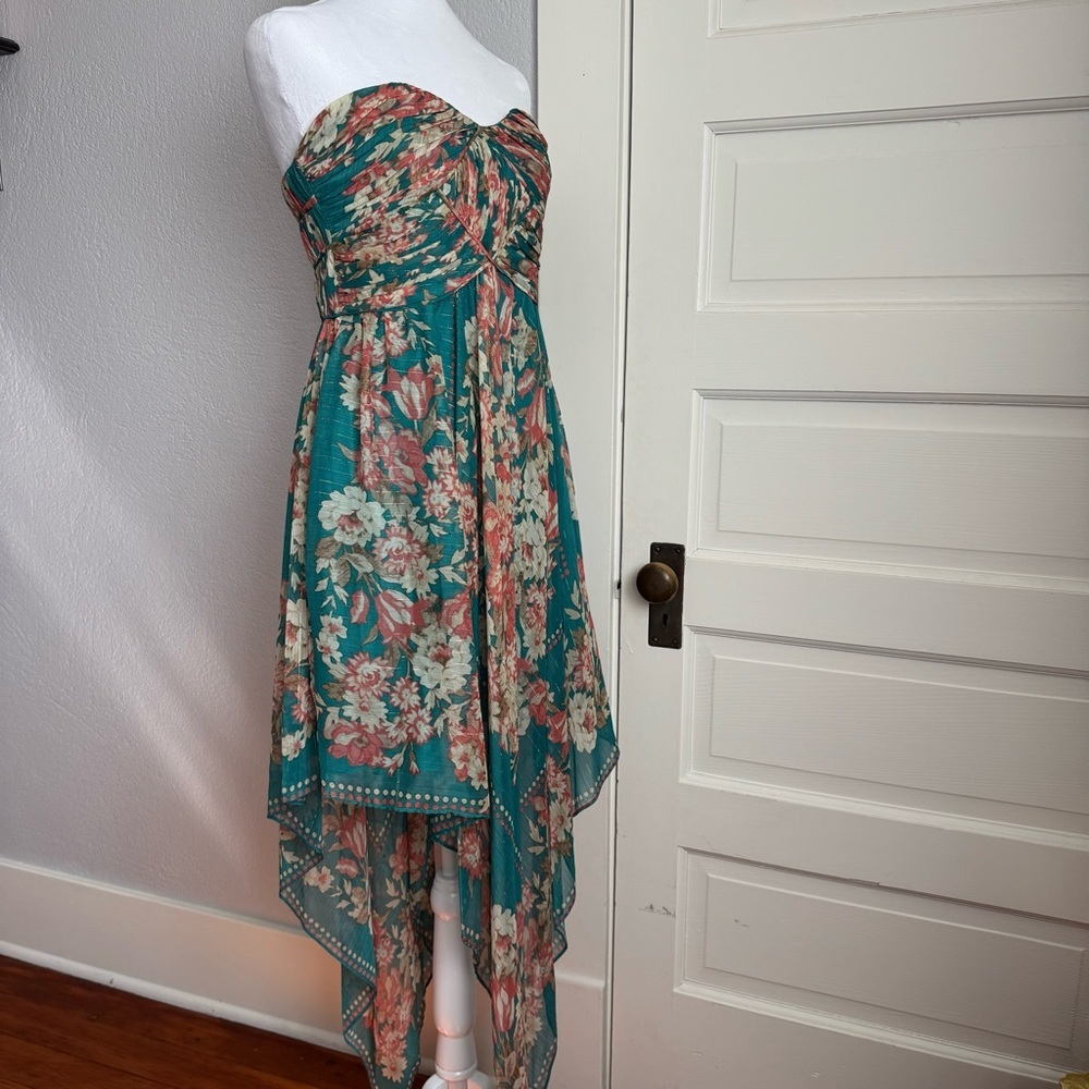 Pearl by Georgina Chapman Strapless Floral Handkerchief Hem Dress - Picture 10 of 14